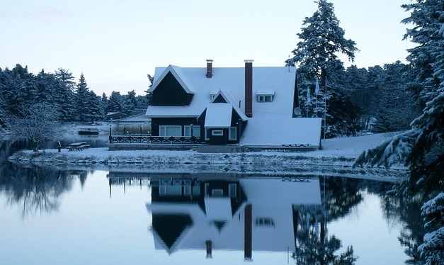 Cold house with snow